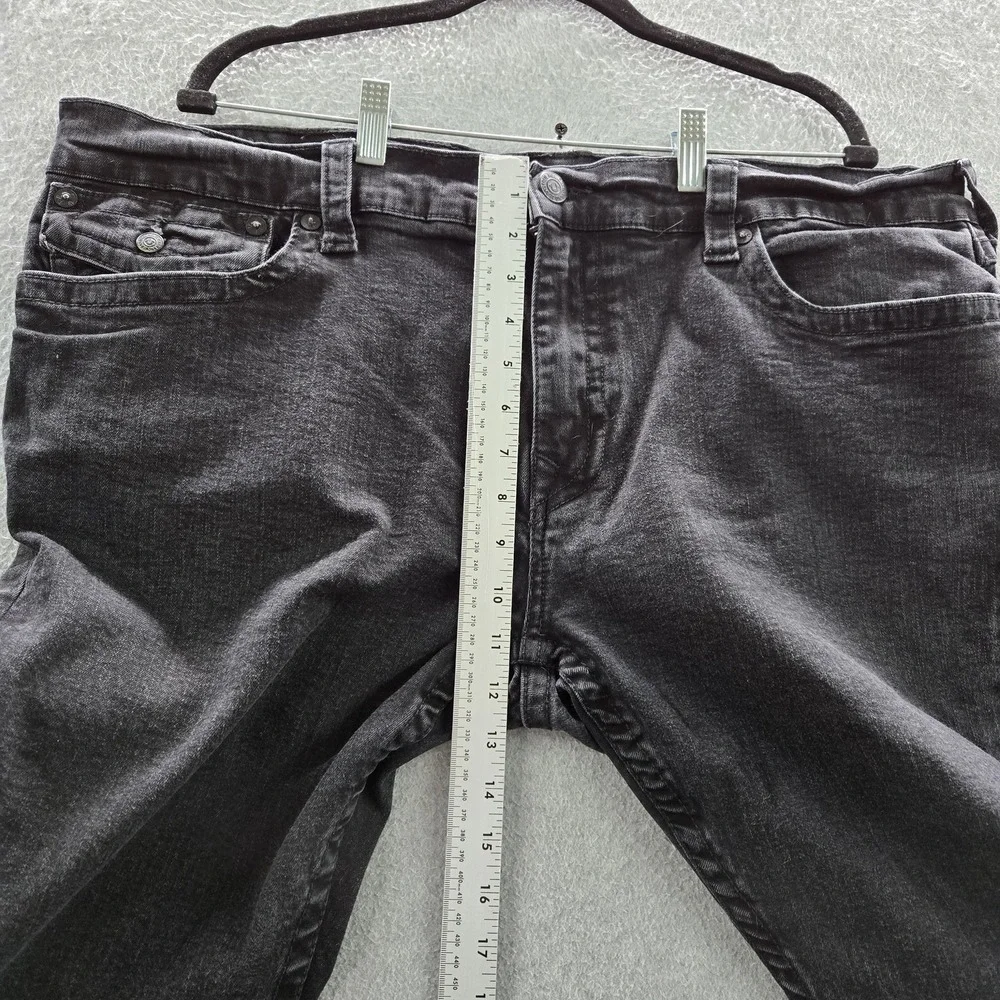 True Religion Men Jeans 42 Black Denim Ricky Straight 28